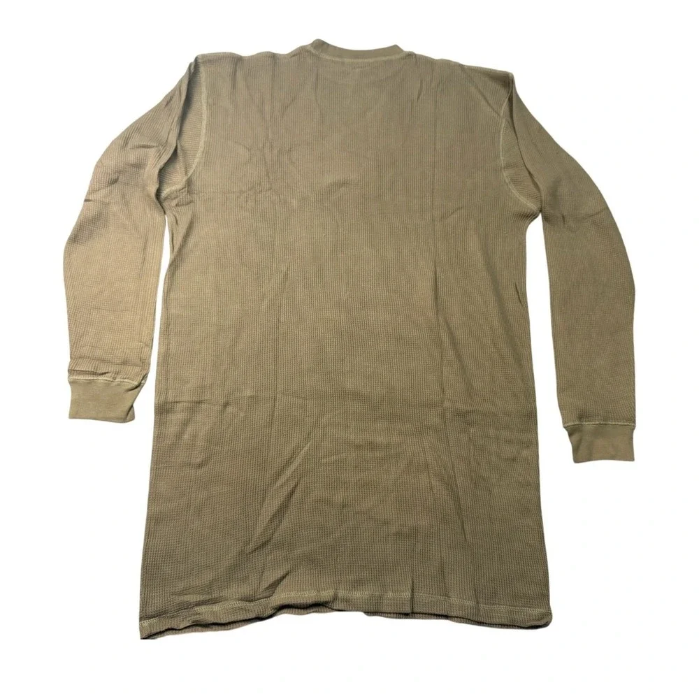 VTG BAT Big Time Clothing Mens 2X Long Sleeve‎ Olive Green Waffle Knit Thermal